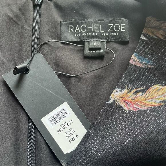 𝅺Rachel Zoe Sloane Feather Print Dress Size 6 - Picture 14 of 16